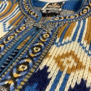 Vintage Women's Wool Norway Pewter Clasp Cardigan Heavy Sweater Med Nordic